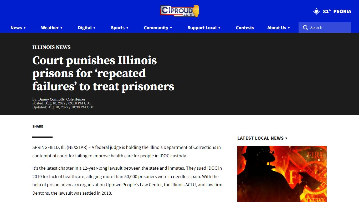 Court punishes Illinois prisons for ‘repeated failures’ to treat ...